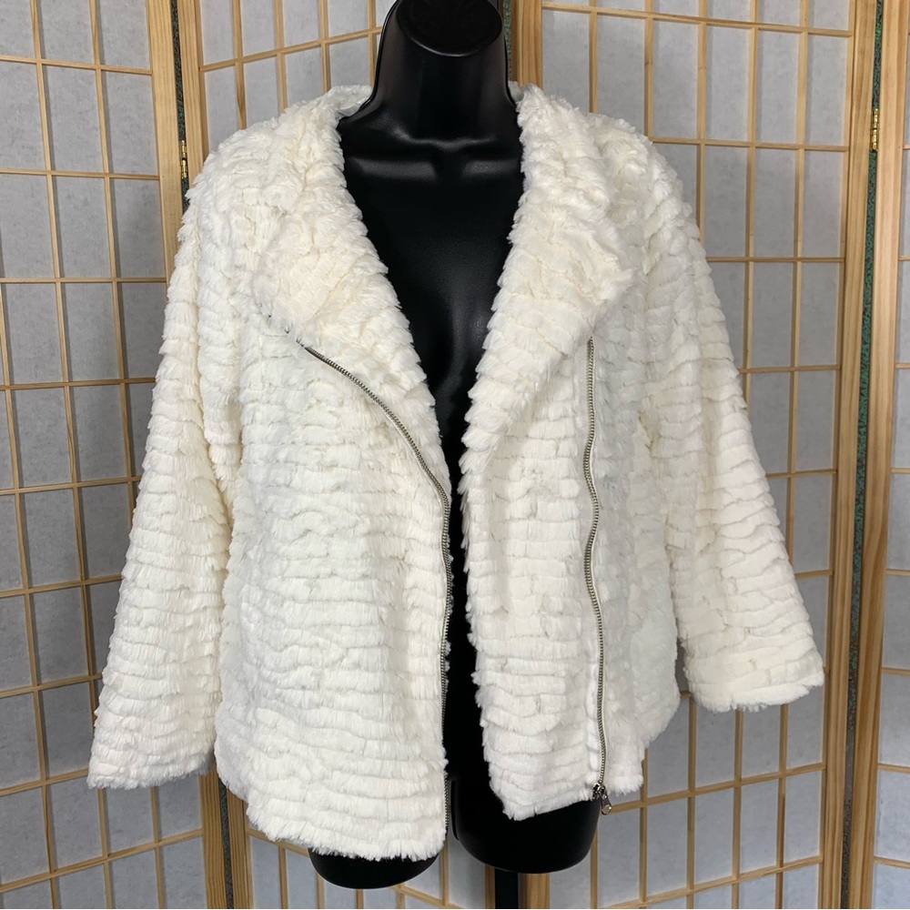 Cherokee Faux Fur Zipper Moto Teddy Jacket